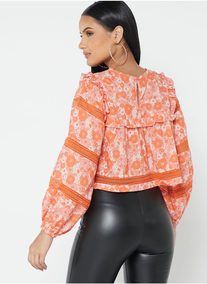 Miss Selfridge - Crew Neck Printed Top - Image 1