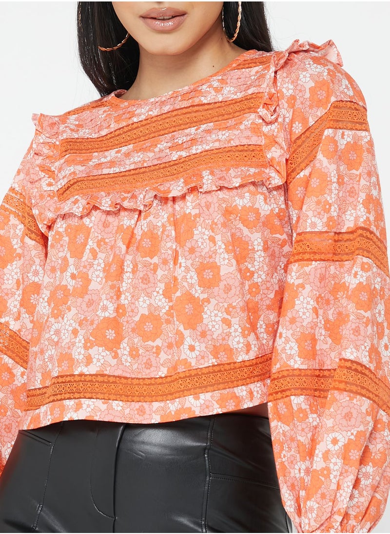 Miss Selfridge - Crew Neck Printed Top - Image 1