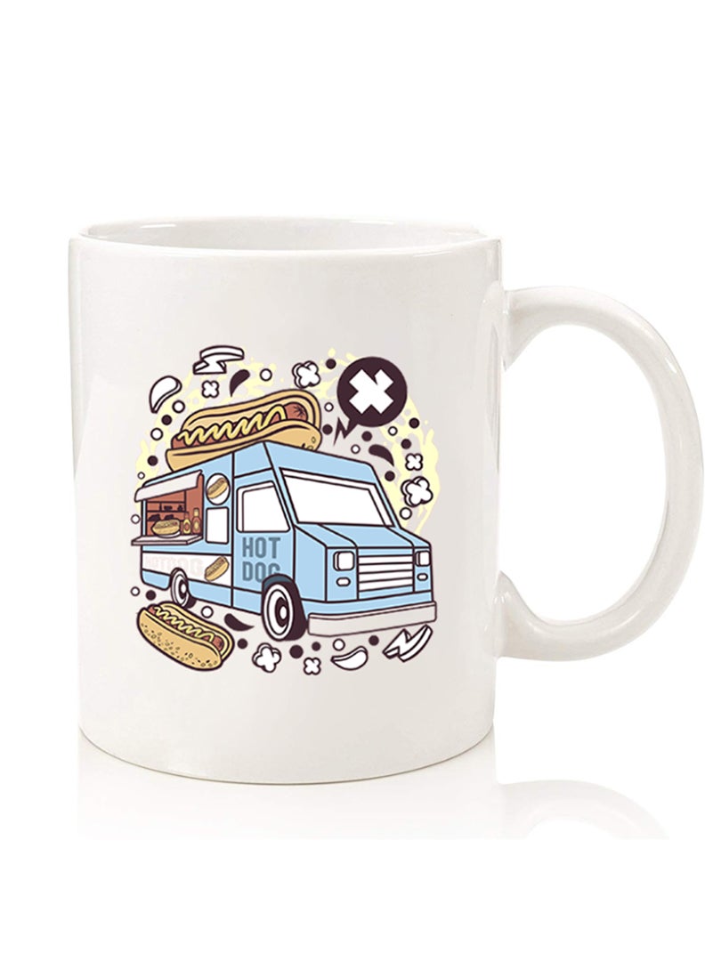 Theodor Premium Quality Two Sided Printed Coffee Mug Tea Cup For Home Office, Kids Men Women Hot dog bus - Image 1