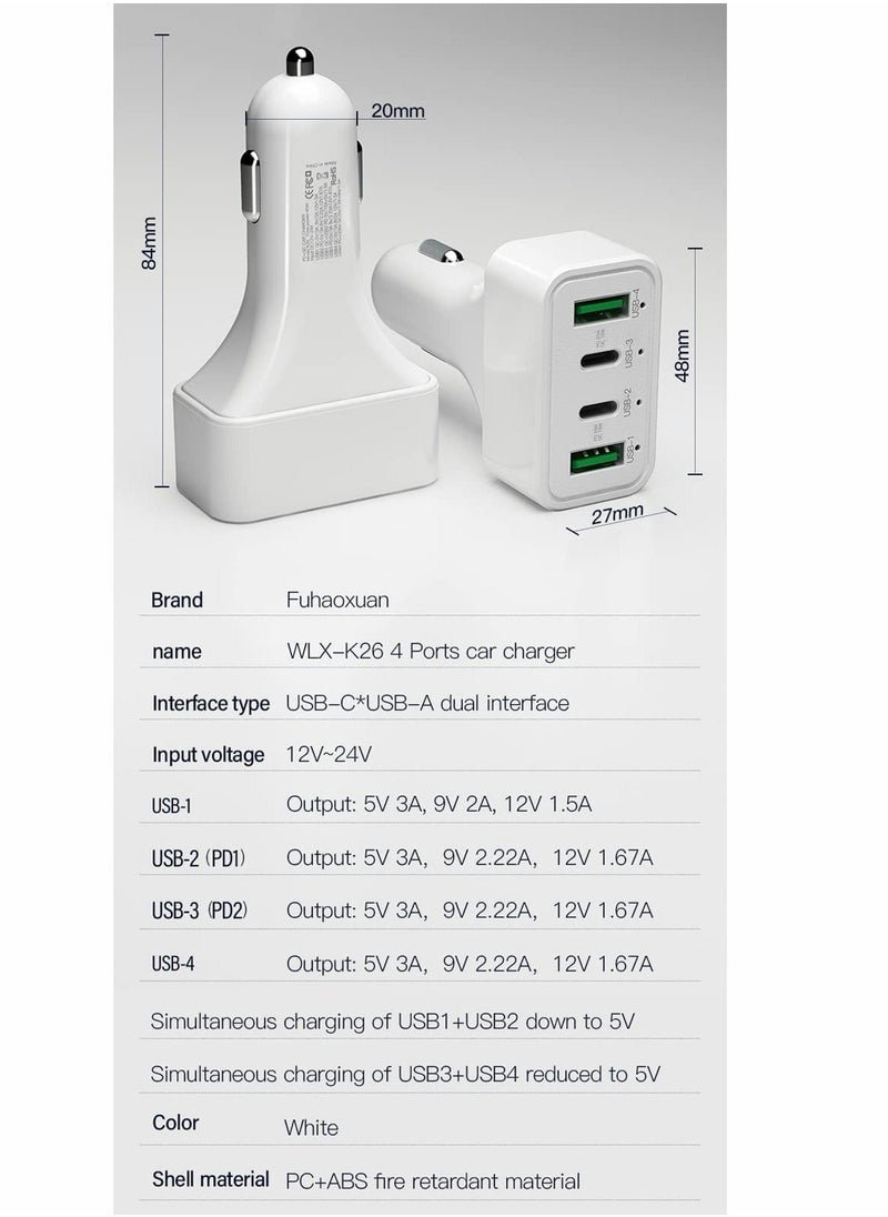 Y&D USB C Car Charger 40W 4 Ports Lighter Adapter Socket with PD Fast  - Image 5