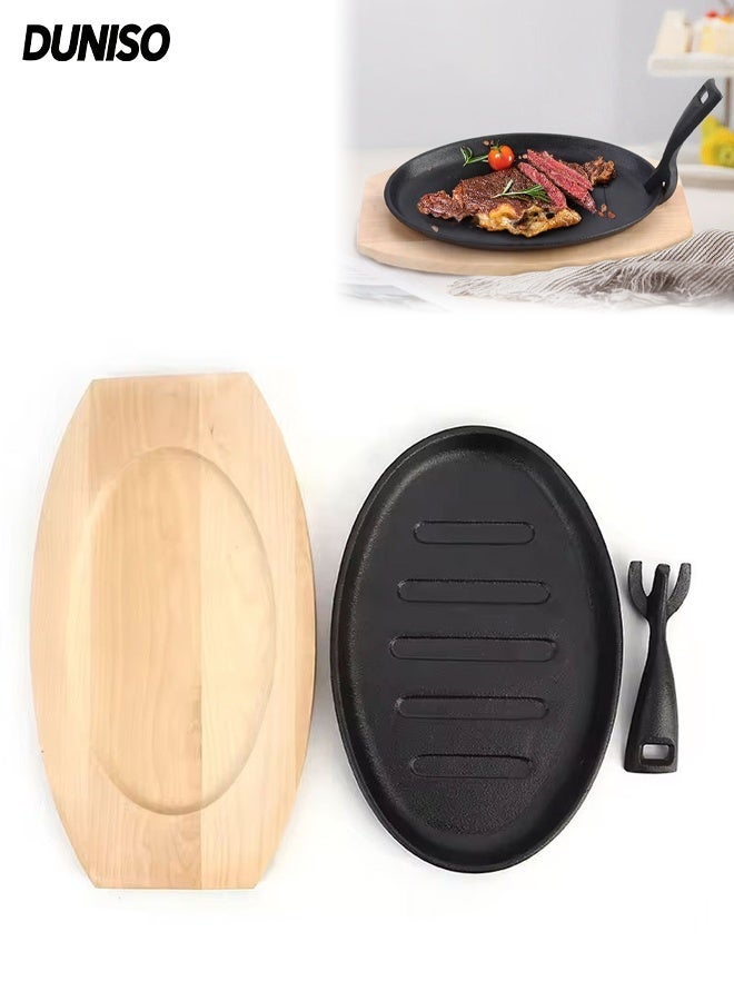 DUNISO Cast Iron Griddle Pan, Thickened Uncoated Frying pan ,Premium and Durable Versatile Grill Pan for Home Use,Non Stick Pan with Detachable Handles for Bbq Parties, Kitchen Cooking - Image 1