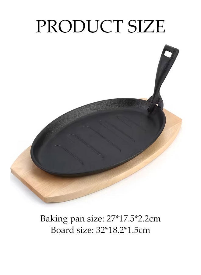 DUNISO Cast Iron Griddle Pan, Thickened Uncoated Frying pan ,Premium and Durable Versatile Grill Pan for Home Use,Non Stick Pan with Detachable Handles for Bbq Parties, Kitchen Cooking - Image 2