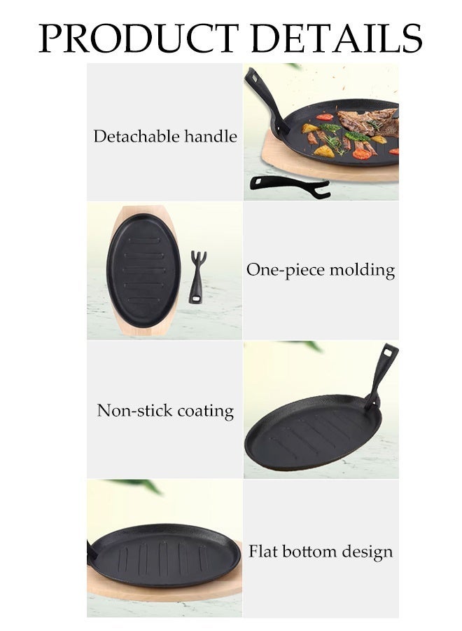 DUNISO Cast Iron Griddle Pan, Thickened Uncoated Frying pan ,Premium and Durable Versatile Grill Pan for Home Use,Non Stick Pan with Detachable Handles for Bbq Parties, Kitchen Cooking - Image 3