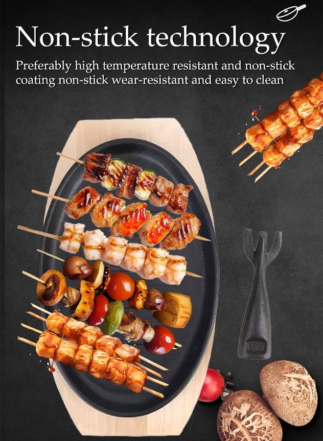 DUNISO Cast Iron Griddle Pan, Thickened Uncoated Frying pan ,Premium and Durable Versatile Grill Pan for Home Use,Non Stick Pan with Detachable Handles for Bbq Parties, Kitchen Cooking - Image 4