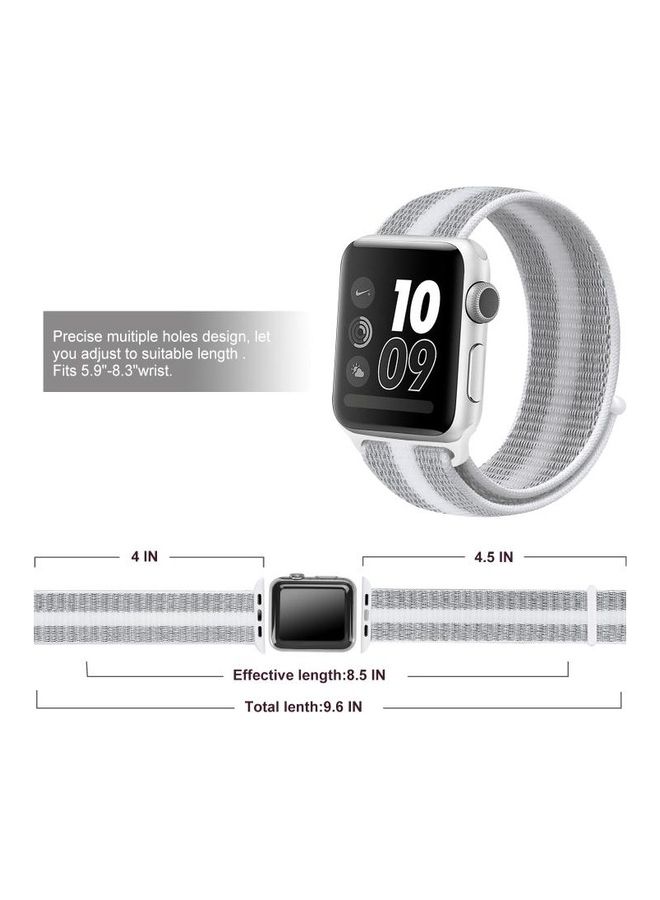 Nylon Loop Replacement Watchband for Apple Watch Series 7/6/5/4/3/2/1/SE 42/44/45mm Striped White