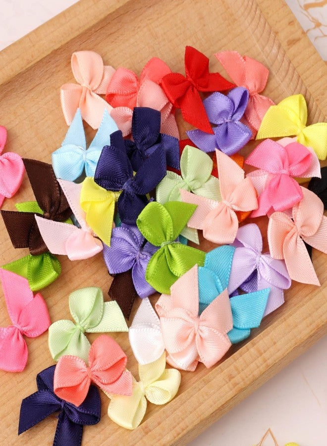 Fukaisu 100pcs Mini Bows for Craft, 20 Colors Small Tiny Premade Satin Ribbon Bows Cute Colorful Little Bowknot DIY Accessories for Sewing Gift-Wrapping Wedding Birthday Christmas Party Decorations - Image 3