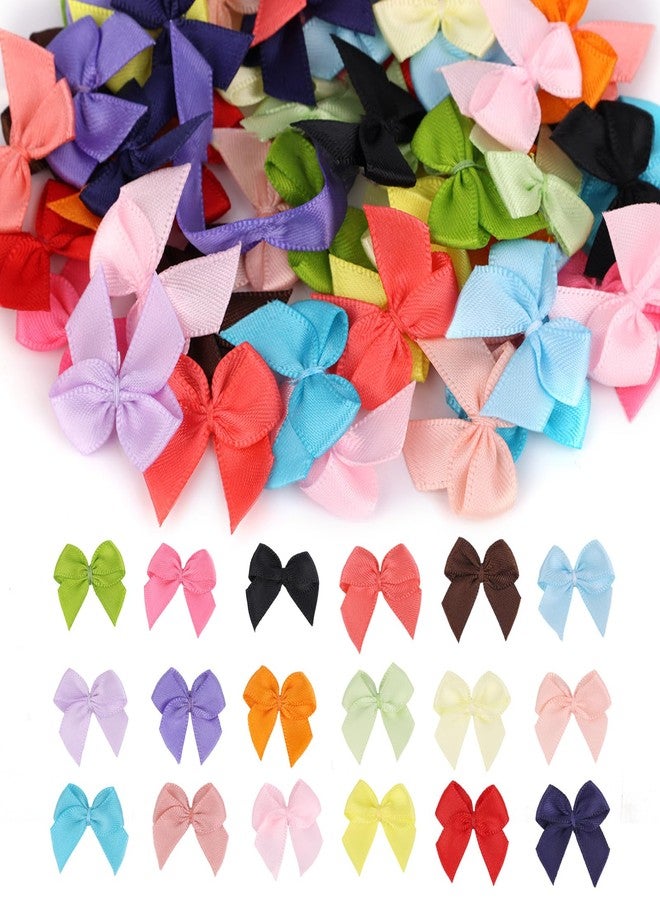Fukaisu 100pcs Mini Bows for Craft, 20 Colors Small Tiny Premade Satin Ribbon Bows Cute Colorful Little Bowknot DIY Accessories for Sewing Gift-Wrapping Wedding Birthday Christmas Party Decorations - Image 1
