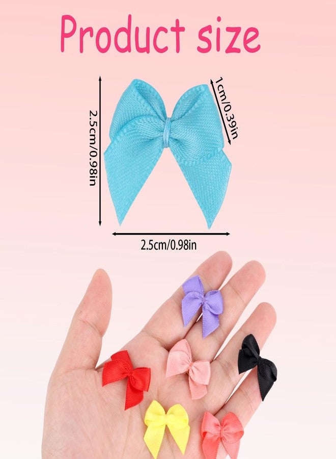 Fukaisu 100pcs Mini Bows for Craft, 20 Colors Small Tiny Premade Satin Ribbon Bows Cute Colorful Little Bowknot DIY Accessories for Sewing Gift-Wrapping Wedding Birthday Christmas Party Decorations - Image 2