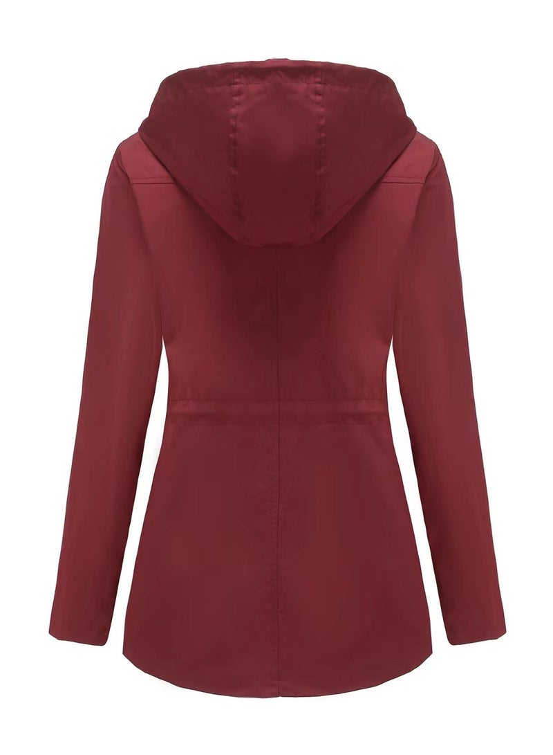Loquat Autumn Winter Women's Hooded Windbreaker Casual Coat  - Image 2