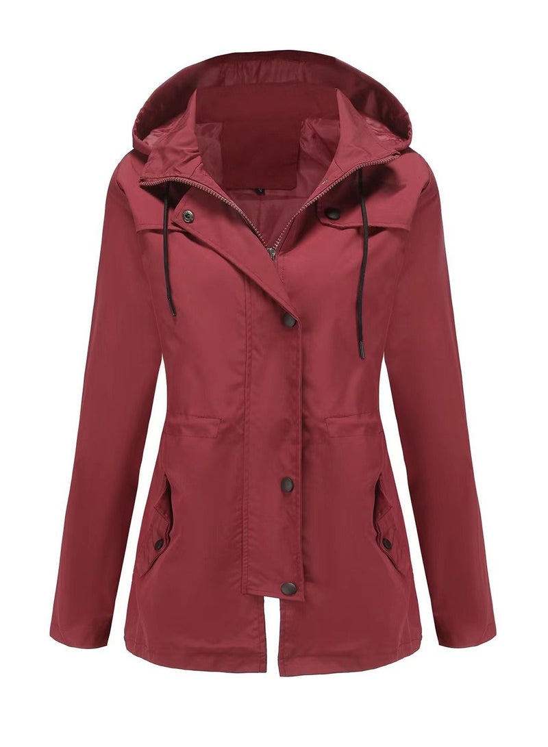 Loquat Autumn Winter Women's Hooded Windbreaker Casual Coat  - Image 1