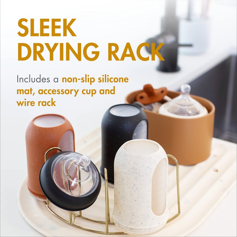 Boon ARC Modular Baby Bottle Drying Rack â€” Includes Silicone Drying Mat, Accessory Cup, and 7-Prong Wire Bottle Rack â€” Baby Essentials - Image 2