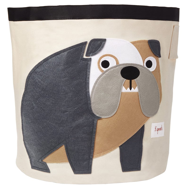 3 Sprouts Canvas Storage Bin - Laundry and Toy Basket for Baby and Kids, BULLDOG - Image 1