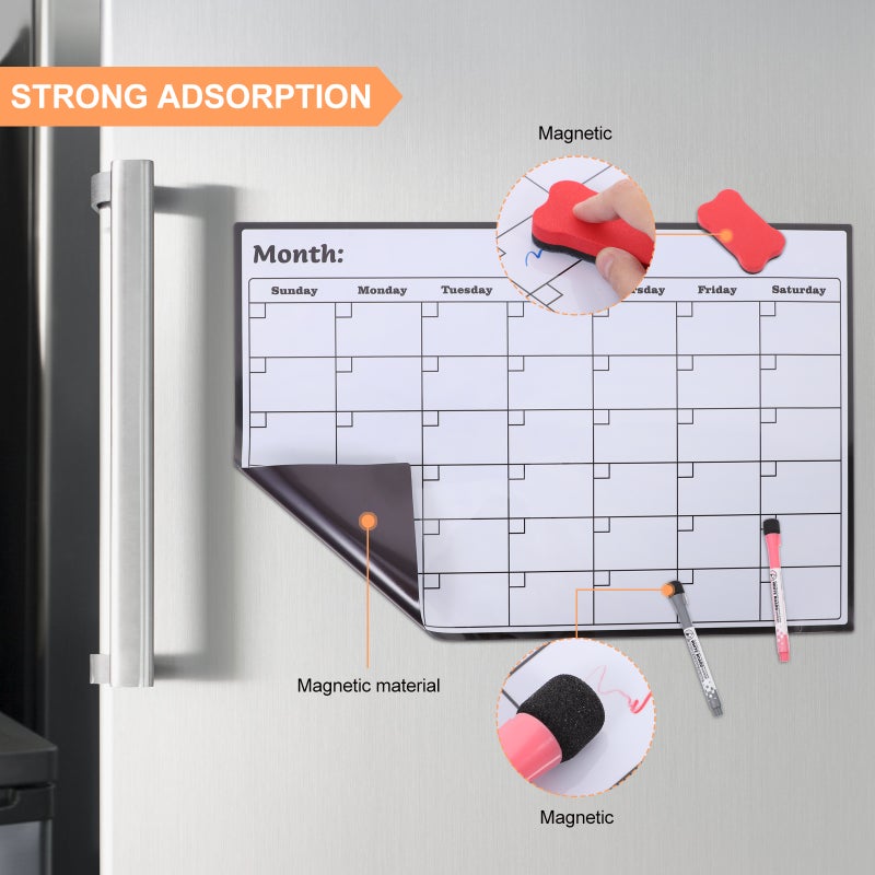 Magnetic Calendar Whiteboard Dry Erase Fridge Calendar Monthly Planner Calendar - Image 1