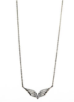 Platinum Necklace Black Zirconic Wings