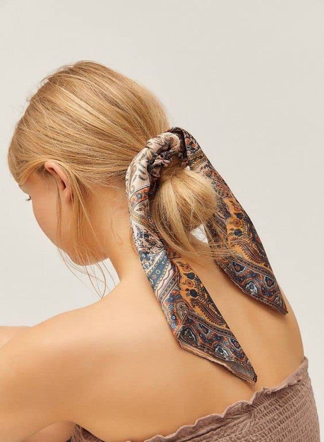 VSAKSH Multicolor Printed Ciffon Hair ribbon scrunchies for women/Scarf Ponytail Holder, Elastic Hair Ties Holder (Random Design/Random Color, Pack Of 5) - Image 3