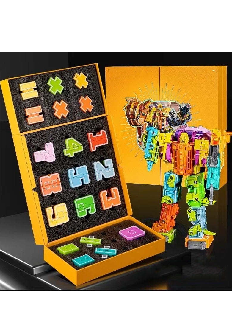 Children's Transformable Number Letter Toy Building Block Assembly Robot Puzzle