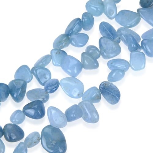 Adabele 15 Inch Natural Blue Aquamarine Gemstone Petal Keishi Loose Beads 10mm-20mm Free Form Gem Stone Drops for Craft Jewelry Making GZ6-44 - Image 1