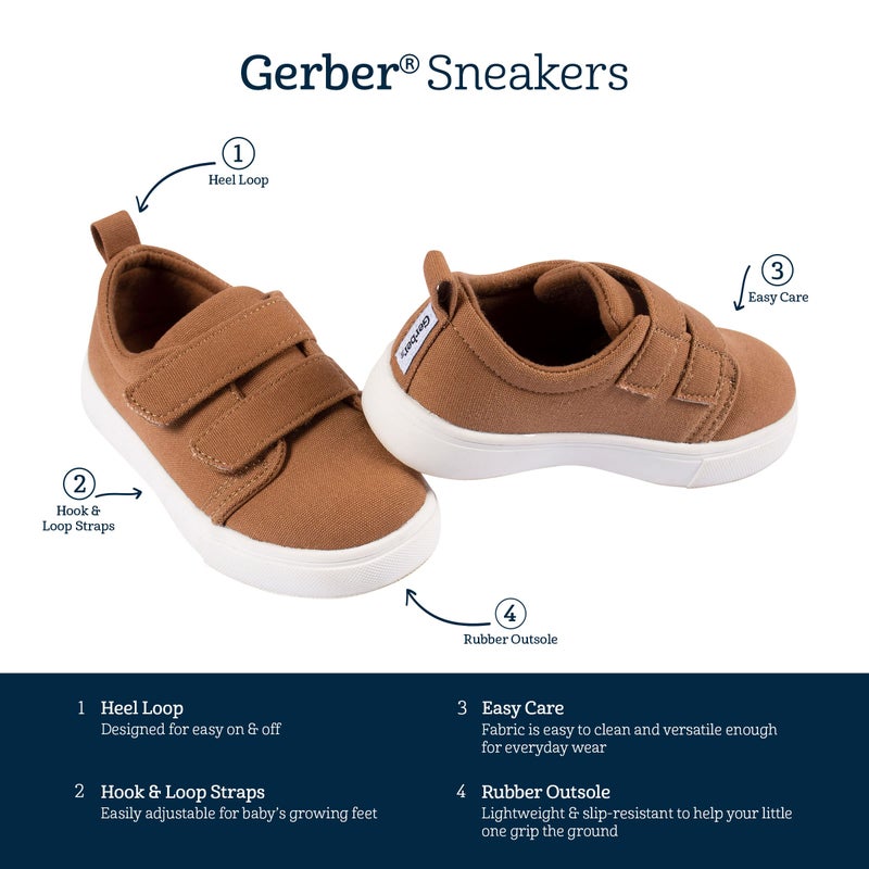 Gerber Sneakers Crib Shoes Newborn Infant Toddler Neutral Boy Girl, Washed Rust Twill, 8 - Image 5