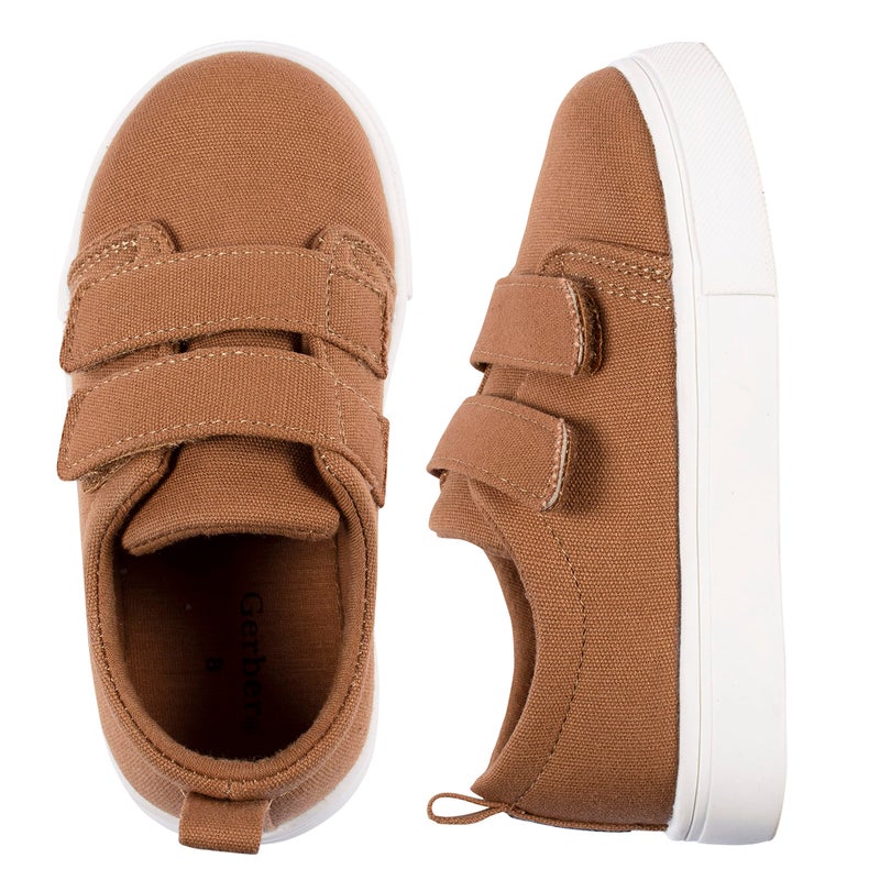Gerber Sneakers Crib Shoes Newborn Infant Toddler Neutral Boy Girl, Washed Rust Twill, 8 - Image 1