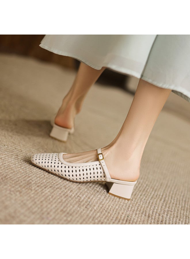 AME Minimalist Hollowed-out Slippers, Wearable Outside, 2025 Summer Single Strap Mori Girl Style Mule Slippers, Elegant Slippers - Image 3