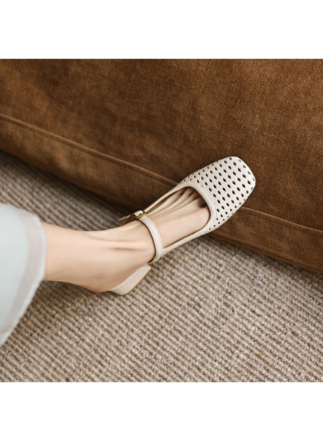 AME Minimalist Hollowed-out Slippers, Wearable Outside, 2025 Summer Single Strap Mori Girl Style Mule Slippers, Elegant Slippers - Image 4