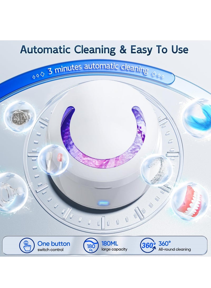 SOLARAE منظف بالموجات فوق الصوتية UV، آلة تنظيف المثبتات بالموجات فوق الصوتية، لأسنان الاصطناعية، المثبتات، المحاذاة، واقي الفم، رأس فرشاة الأسنان، المجوهرات، آلة تنظيف بالموجات فوق الصوتية احترافية محمولة لجميع الأسنان - Image 4