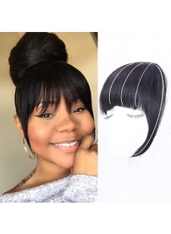 G&T Wig GT Wig Yaki Clip in Bangs for Black Women Short Kinky Straight Bangs Hair Extensions Clip on Bangs with Temple Thick Bangs Fringe Hairpieces 1Bsingle bangs 