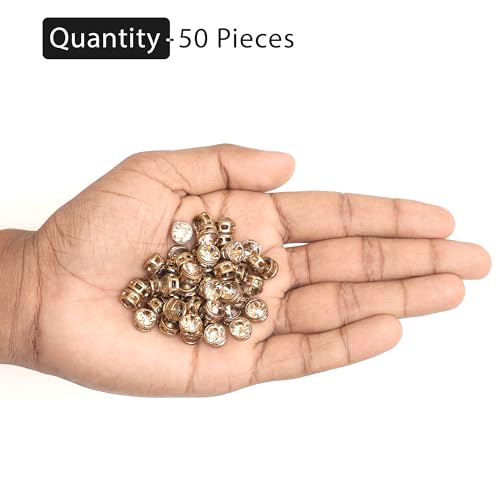 Embroiderymaterial Flat Back Sew On Kundan Stones/Rhinestones/Beads for Craft Work, Embroidery Work, Jewellery Work, Aari Work, Maggam Work etc in raised setting (50 Pieces, 9MM, Round Shape, Light Color) - Image 3
