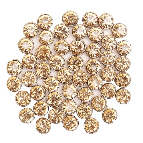 Embroiderymaterial Flat Back Sew On Kundan Stones/Rhinestones/Beads for Craft Work, Embroidery Work, Jewellery Work, Aari Work, Maggam Work etc in raised setting (50 Pieces, 9MM, Round Shape, Light Color) - Image 1