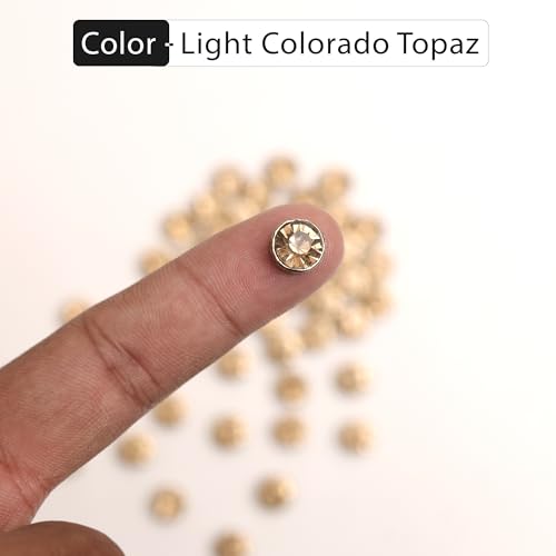 Embroiderymaterial Flat Back Sew On Kundan Stones/Rhinestones/Beads for Craft Work, Embroidery Work, Jewellery Work, Aari Work, Maggam Work etc in raised setting (50 Pieces, 9MM, Round Shape, Light Color) - Image 5