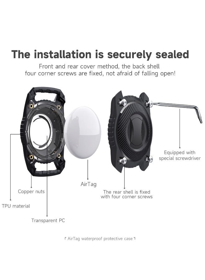 Holder for Airtag, 2Pcs Dog Collar Holder for Airtag, Ip67 Waterproof Screw Full Cover Hard Tpu Full Protection Apple Airtag, With Key Ring for Airtag Holder for Key, Backpack ,Luggage, Cat, Dog  - Image 4