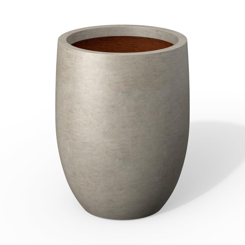Kante 11.8 Inch Tall Concrete Planter, Large Indoor Outdoor Plant Pot with Drainage, Smooth Weathered Concrete Finish with Painted Interior, Ideal for Porch, Home, Garden, Patio - Image 1