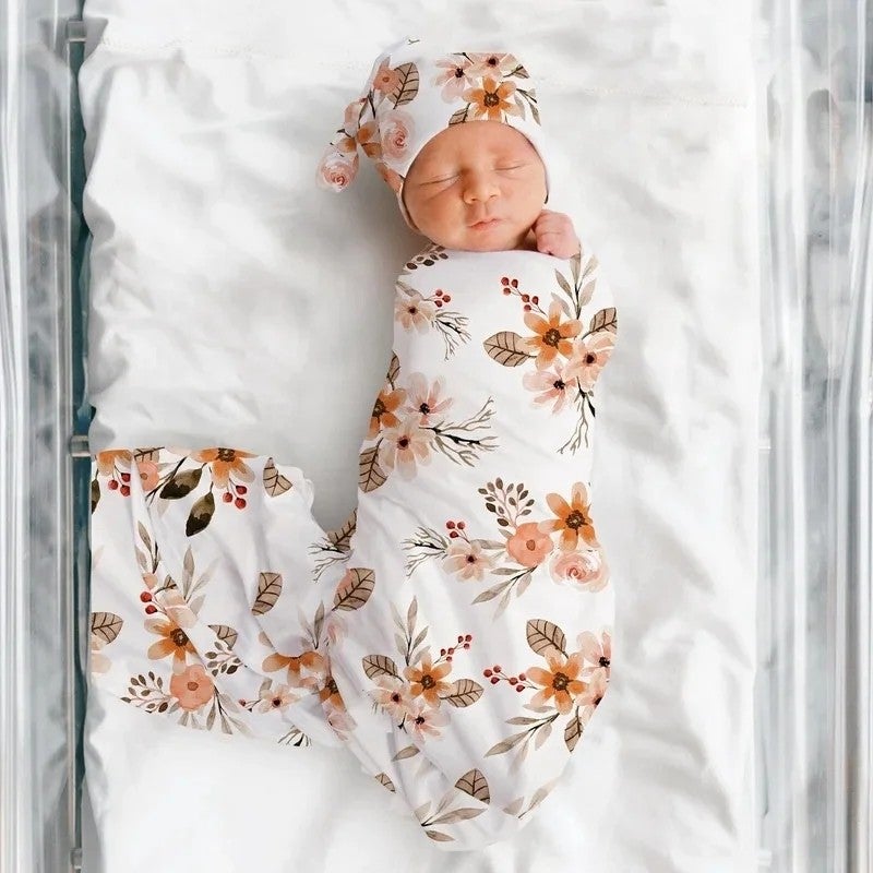 Y&D Swaddlers Baby Swaddle Blanket Wrap Set - Newborn Receiving Blanket with Hat - Infant Sleeping Sack for 0-3 Months - Image 1