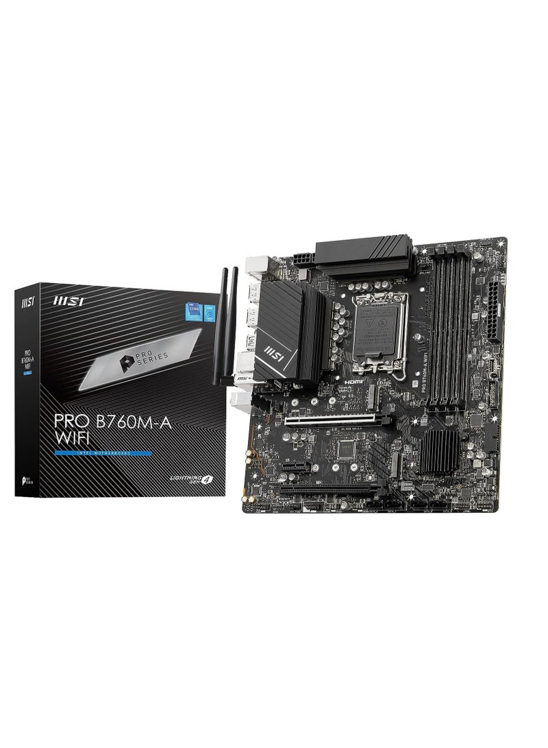 MSI PRO B760M-A WiFi ProSeries Motherboard Supports 12th 13th Gen Intel Processors LGA 1700 PCIe 4.0, M.2, 2.5Gbps LAN USB 3.2 Gen2 Wi-Fi 6E mATX - Image 1