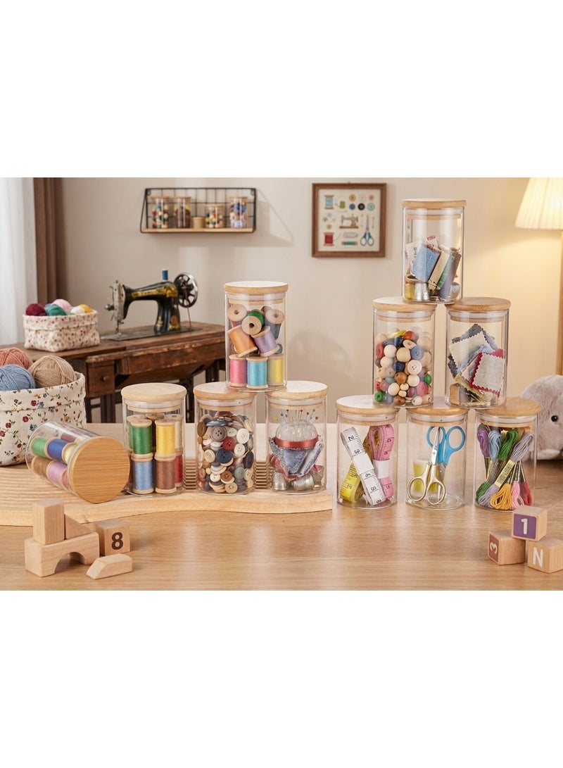 YAH Creation YAH 12-Piece Luxurious Airtight Glass Spice Jars with Bamboo Lids – Ultra-Clear Borosilicate Storage Containers, Moisture-Proof, Stackable Organizer for Kitchen, Pantry, Herbs & Bathroom Essentials - Image 4