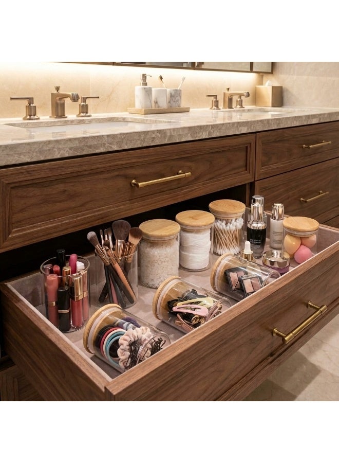 YAH Creation YAH 12-Piece Luxurious Airtight Glass Spice Jars with Bamboo Lids – Ultra-Clear Borosilicate Storage Containers, Moisture-Proof, Stackable Organizer for Kitchen, Pantry, Herbs & Bathroom Essentials - Image 3