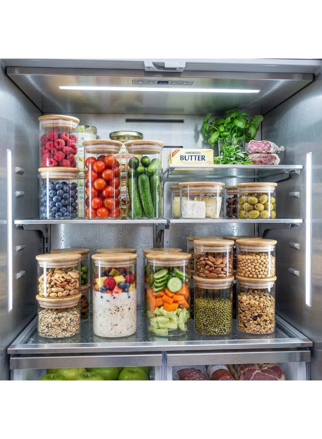 YAH Creation YAH 12-Piece Luxurious Airtight Glass Spice Jars with Bamboo Lids – Ultra-Clear Borosilicate Storage Containers, Moisture-Proof, Stackable Organizer for Kitchen, Pantry, Herbs & Bathroom Essentials - Image 5