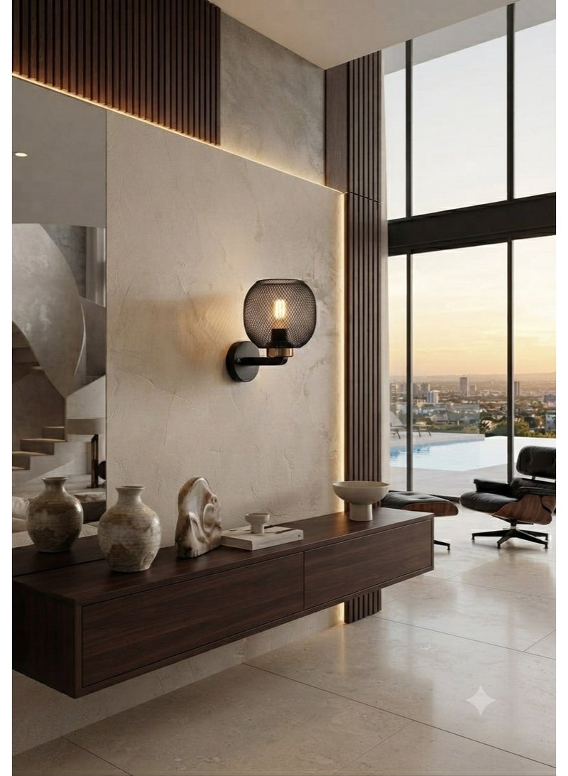 Modern Black Metal Mesh Wall Lamp for Living Room & Corridor - Image 2