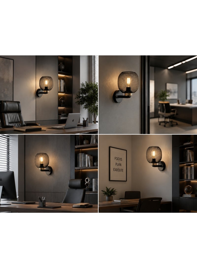 Modern Black Metal Mesh Wall Lamp for Living Room & Corridor - Image 3