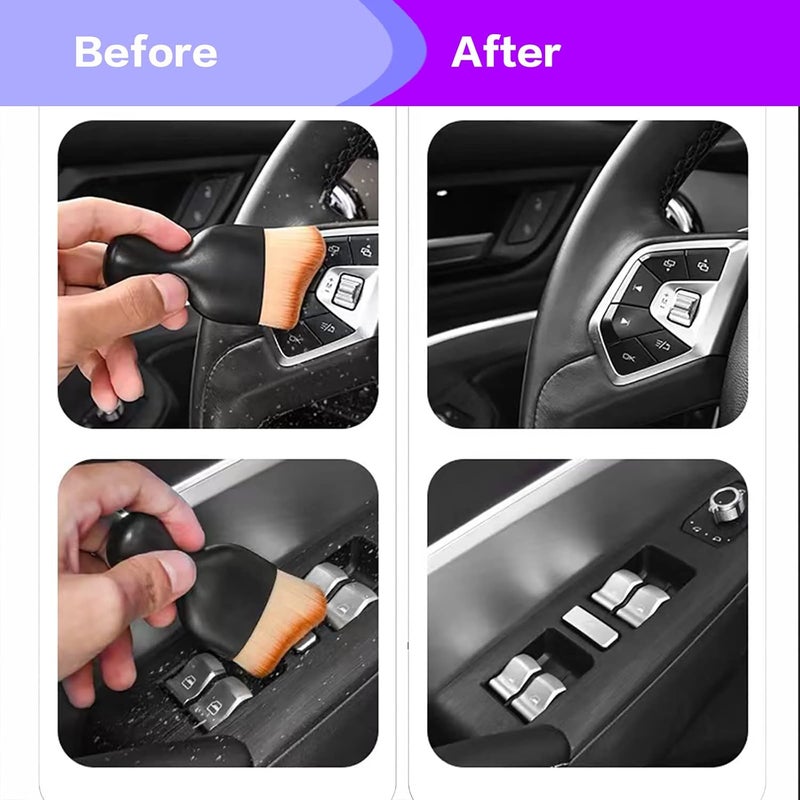 AOCISKA Stable base AOCISKA Car Interior Detailing Brush,Soft Bristle Cleaning Brush Car Detailing Brush Dusting Brush,Car Interior Cleaning Tool,Auto Detail Brush Car Dash Duster Brush (Black&Rose) KSA standard compatible design - Image 5