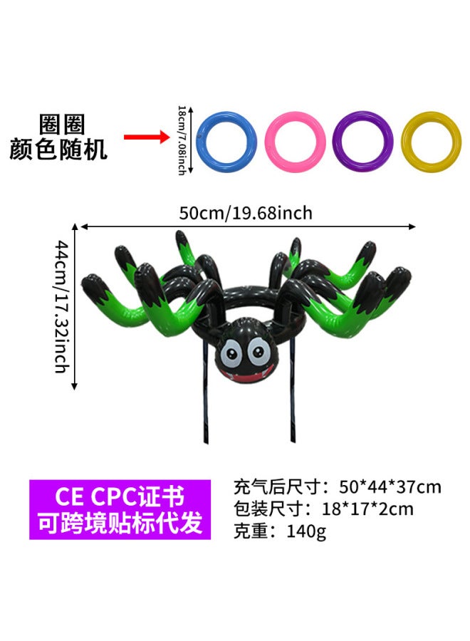 Pvc Halloween Party Entertainment Throwing Toy Color Game Headgear Spider Inflatable Ring