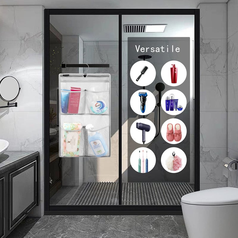 ANZORG Mesh Shower Organizer Hanging Caddy Quick Dry Bathroom Storage for Toiletry Accessories with Rotating Hanger (4 Pockets) - Image 2