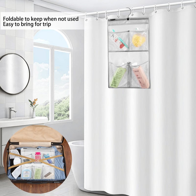 ANZORG Mesh Shower Organizer Hanging Caddy Quick Dry Bathroom Storage for Toiletry Accessories with Rotating Hanger (4 Pockets) - Image 5