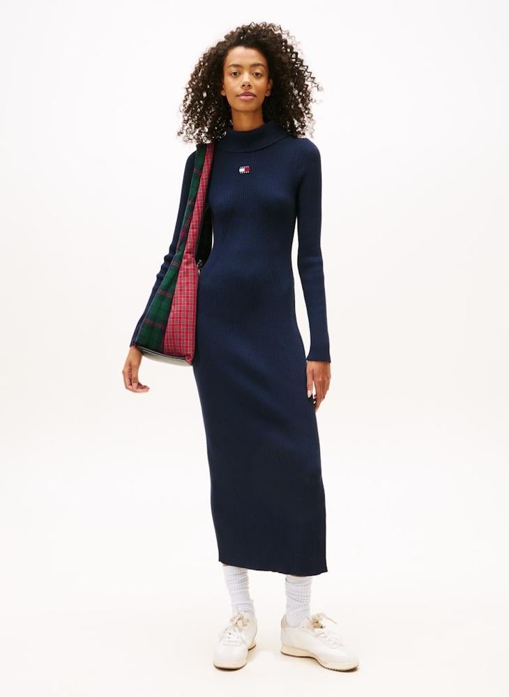 TOMMY JEANS Bodycon Crew Neck Long Sleeve Maxi Dress - Image 1
