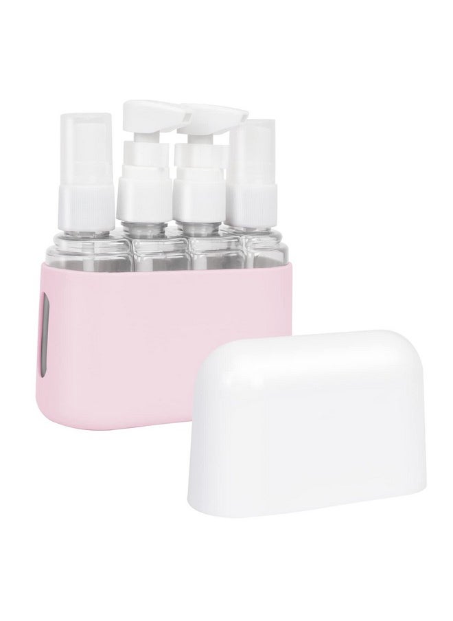 Skycase - Travel Bottle Set, 4 In 1 Travel Containers Set For Toiletries,Leak-Proof Refillable Plastic Bottles With Lid,Airplane Accessories Kits For Shampoo Conditioner Lotion Liquids,Pink - Image 1