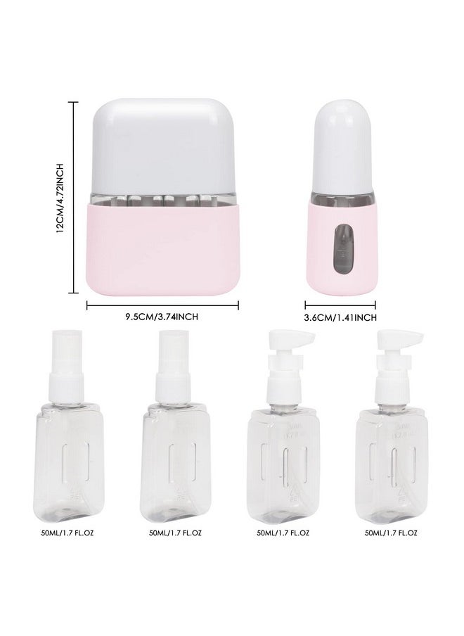 Skycase - Travel Bottle Set, 4 In 1 Travel Containers Set For Toiletries,Leak-Proof Refillable Plastic Bottles With Lid,Airplane Accessories Kits For Shampoo Conditioner Lotion Liquids,Pink - Image 1