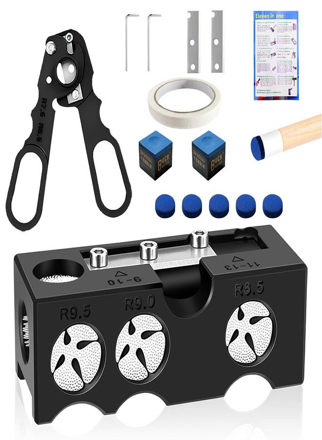 Mauts-inus 11-in-1 Billiards Pool Cue Tip Shaper, Large and Small Pool Cue Tips Kit, Pool Cue Shaper - Image 1