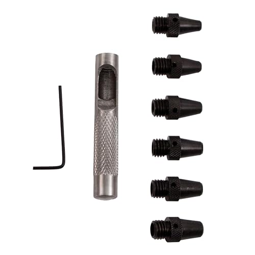 Realeather T3004 Maxi Leather Punch Set for Crafting, 6 Sizes from 3/16" - 5"15", Black/Silver, 6-Piece Set - Image 2