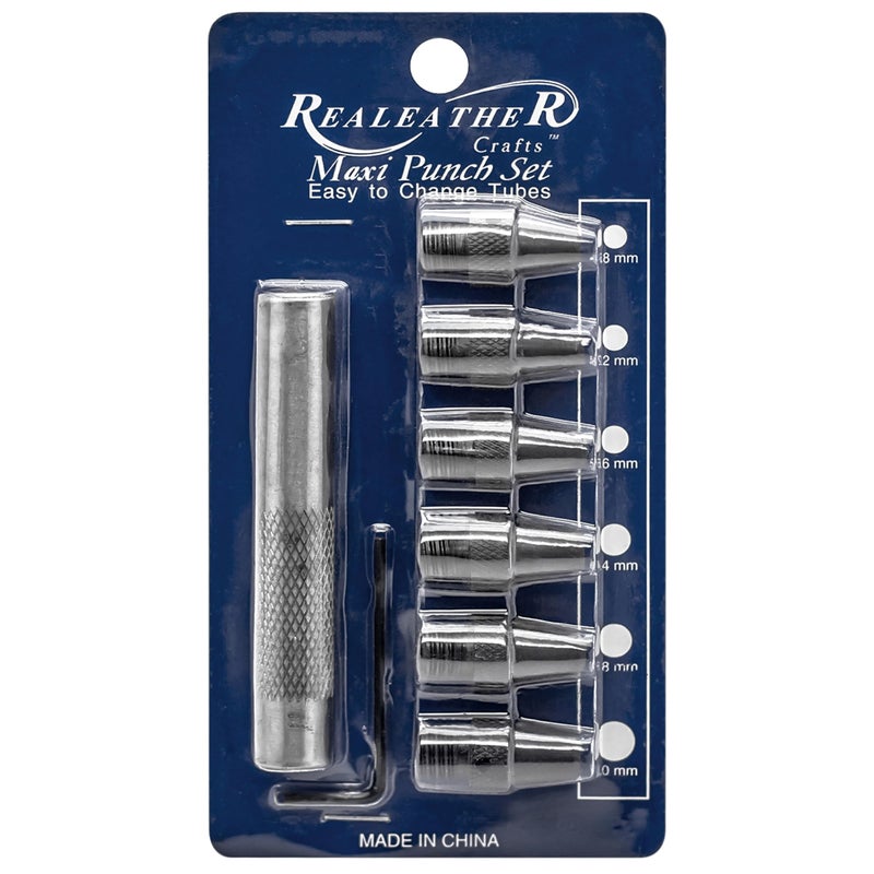 Realeather T3004 Maxi Leather Punch Set for Crafting, 6 Sizes from 3/16" - 5"15", Black/Silver, 6-Piece Set - Image 5