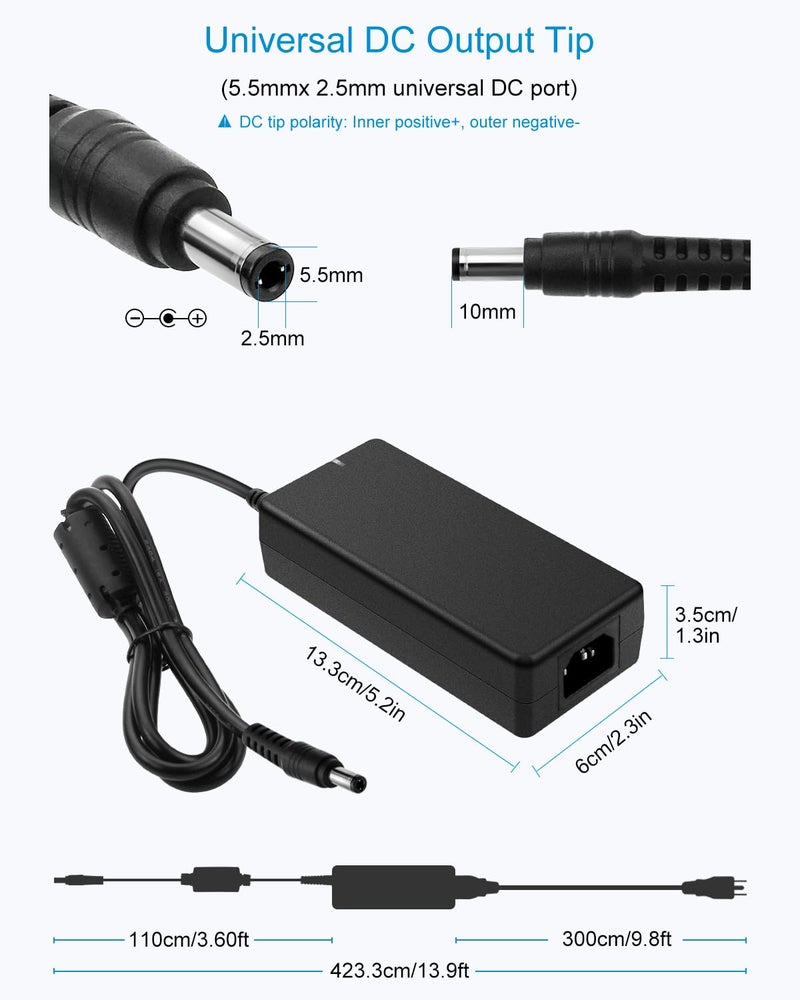 ALITOVE محول الطاقة ALITOVE 24V 4A 96W AC/DC 100-240V إلى DC 24 فولت محول 4 أمبير 3.75A 3.5A 3.3A 3.2A محول 5.5x2.5mm لشريط LED AMS-2-Pro كاميرا CCTV شاشة LCD كرسي مساج - Image 3